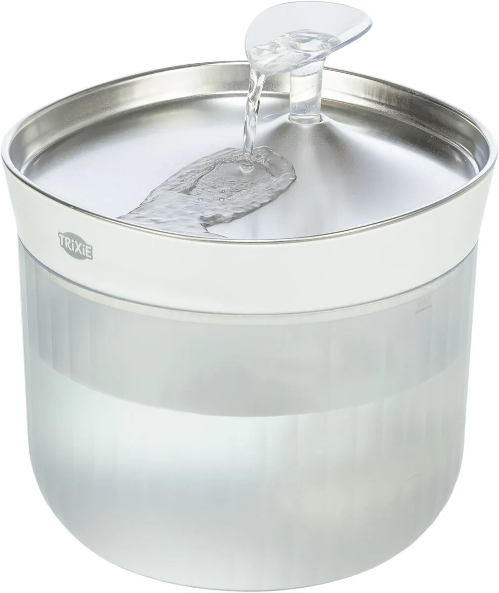 Pitná fontánka Aqua Clear, 2,5 l/18 × 16 × 18 cm, plast/nerezová ocel, bílá TRIXIE