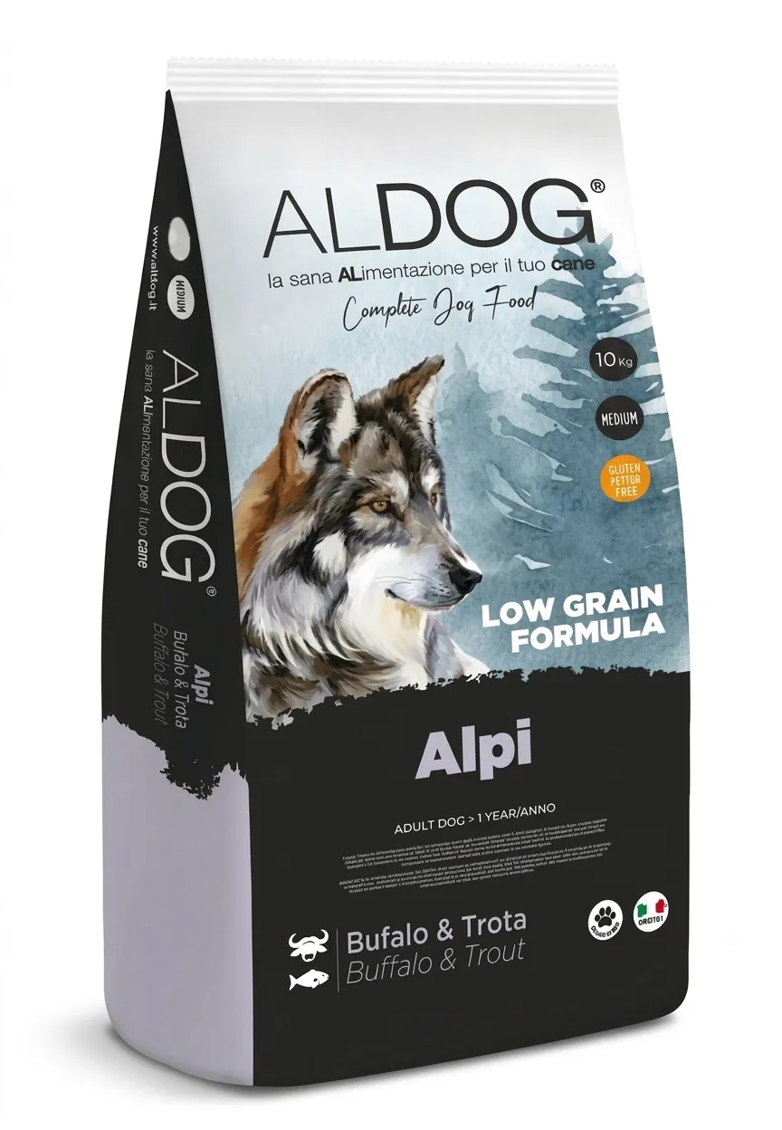 Aldog LG AlpiI Buffalo & Trota Medium 10kg Aldog Low Grain