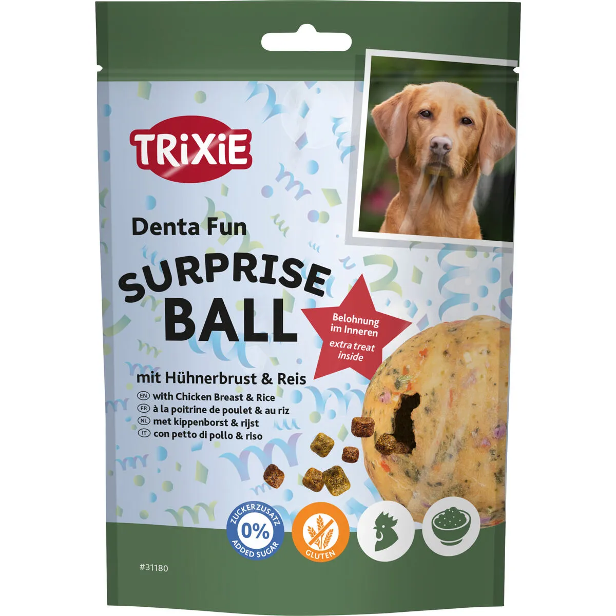 Denta Fun Surprise Ball s kuřecím masem a rýží, ø 7 cm, 100 g TRIXIE