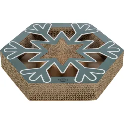 Xmas Snowflake, vánoční kartonové škrabadlo s míčky, 33 × 6 × 28 cm, petrolejová TRIXIE
