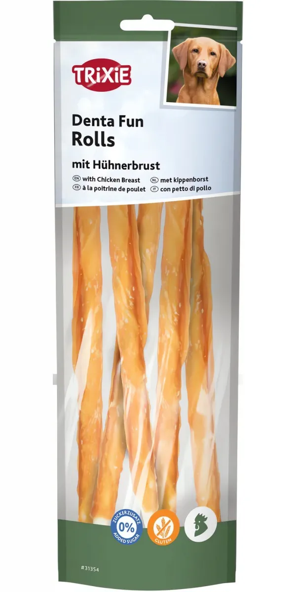 Denta Fun Rolls s kuřecím prsem, 26 cm, 4 × 30 g TRIXIE