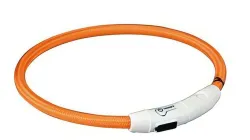 TRIXIE Svítící kroužek USB na krk L-XL 65cm / 7mm oranžový