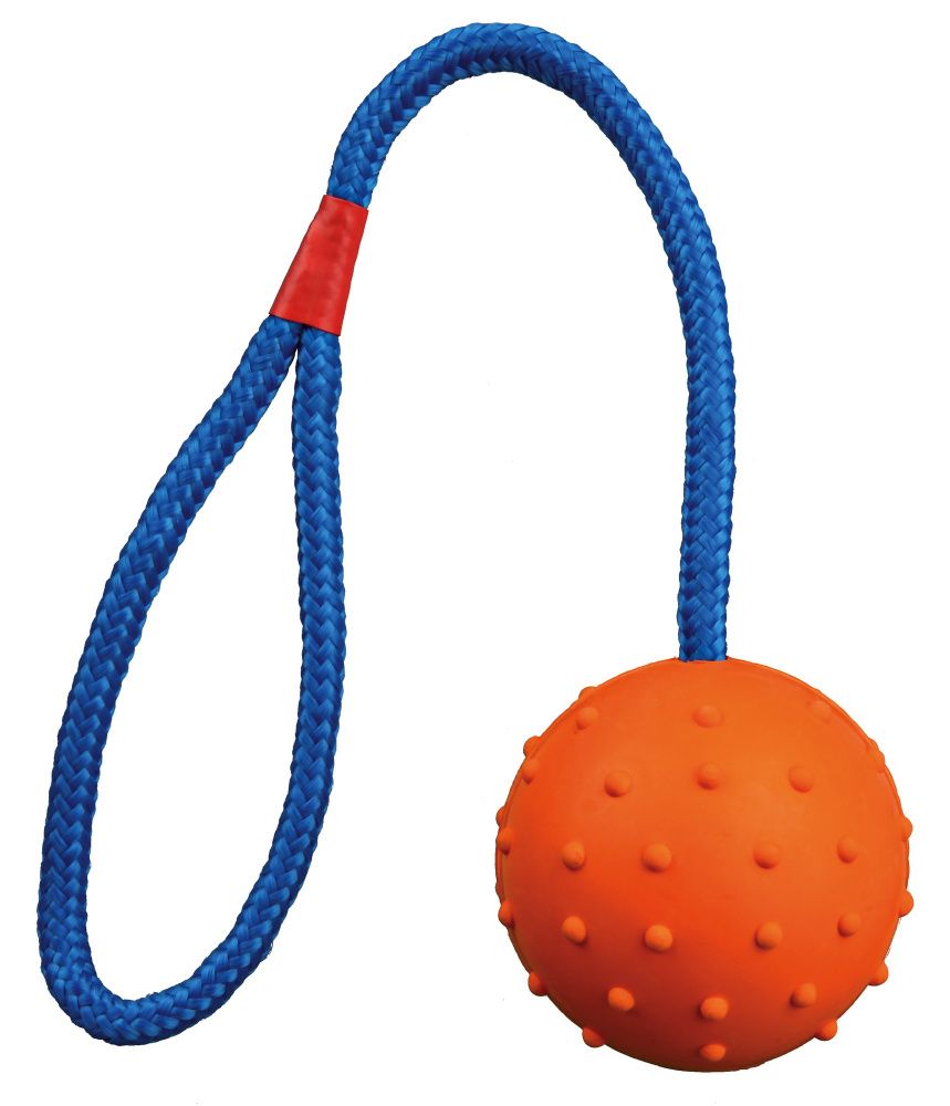 Vrhací míč hrbolatý na šňůře 6cm/30cm TRIXIE