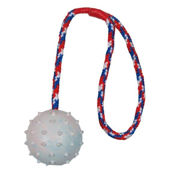 Vrhací míč hrbolatý na šňůře 7cm/30cm TRIXIE
