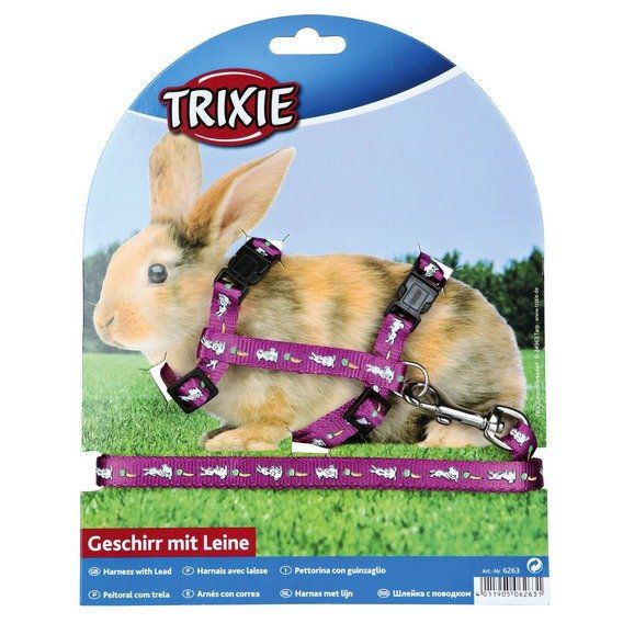 Nylon. postroj s vodítkem na králíka - motiv 25-44/1cm 1,25m TRIXIE