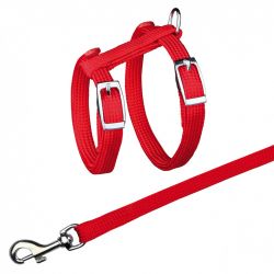 Postroj s vodítkem pro kočku jednobarevný 22-42cm/10mm 1,25m
