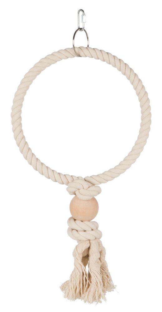 Závěsný bavlněný kruh s dřevěnou koulí 24cm TRIXIE
