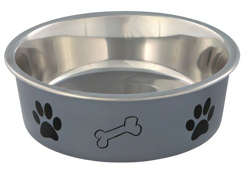 Nerez miska s různobarevným potiskem, tlapka+kost 0,3l/12cm TRIXIE