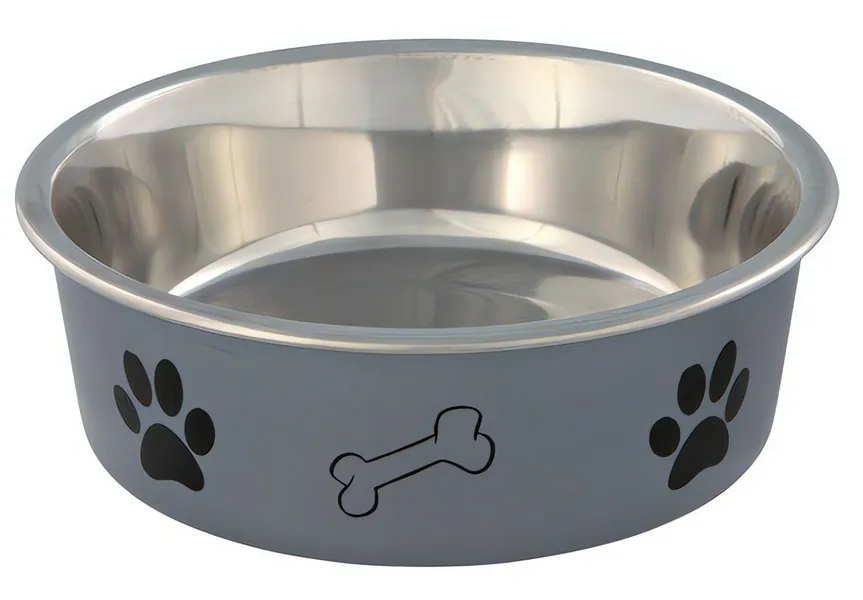 Nerez miska s různobarevným potiskem, tlapka+kost 2,0l/23cm TRIXIE