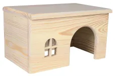 Dř. domek s rovnou střechou pro morčata 28x16x18cm