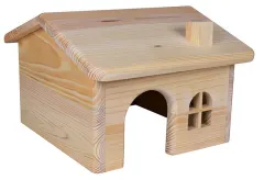 Dř. domek se sedlovou střechou pro myši a křečky 15x11x15cm