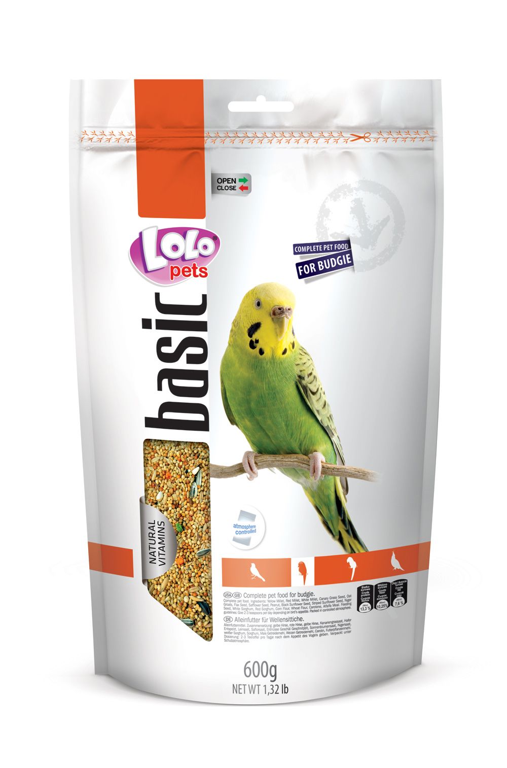 LOLO BASIC kompletní krmivo pro andulky 600 g Doypack