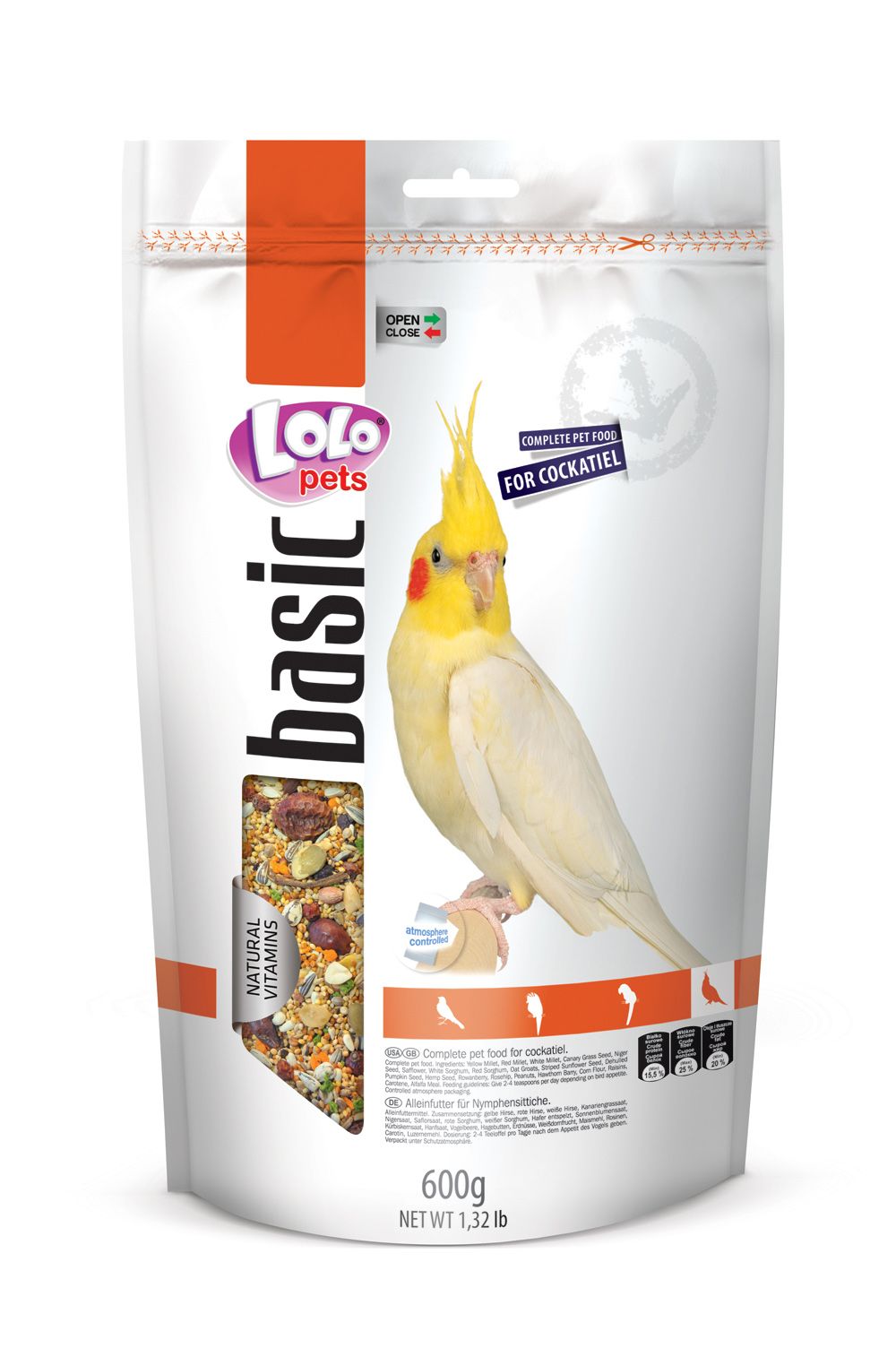 LOLO BASIC kompletní krmivo pro korely 600 g Doypack