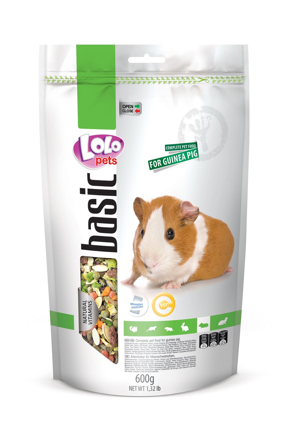 LOLO BASIC kompletní krmivo pro morčata 600 g Doypack
