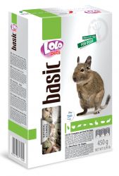 LOLO BASIC kompletní krmivo pro osmáky degu 450 g krabička