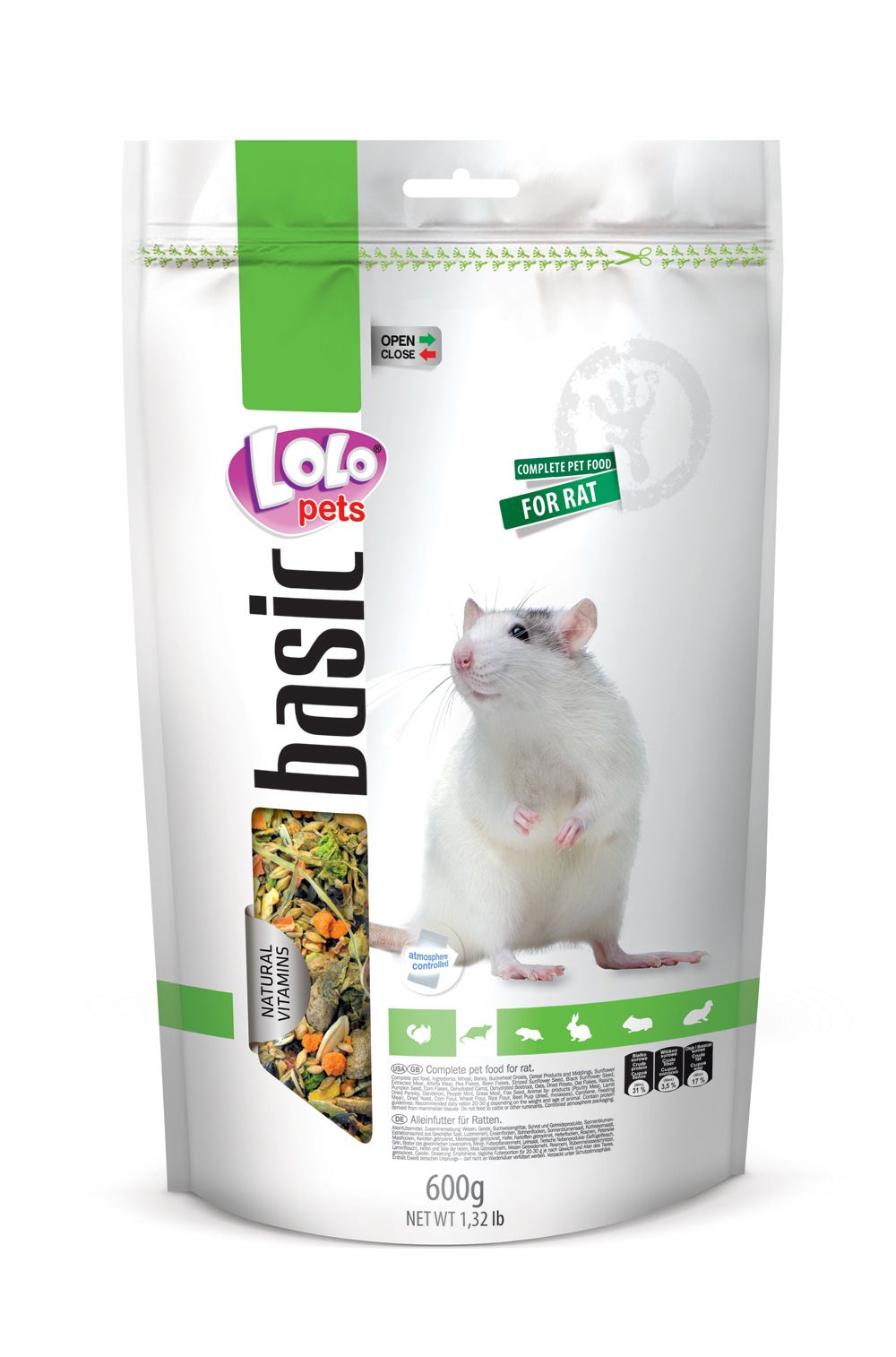 LOLO BASIC kompletní krmivo pro potkany 600 g Doypack