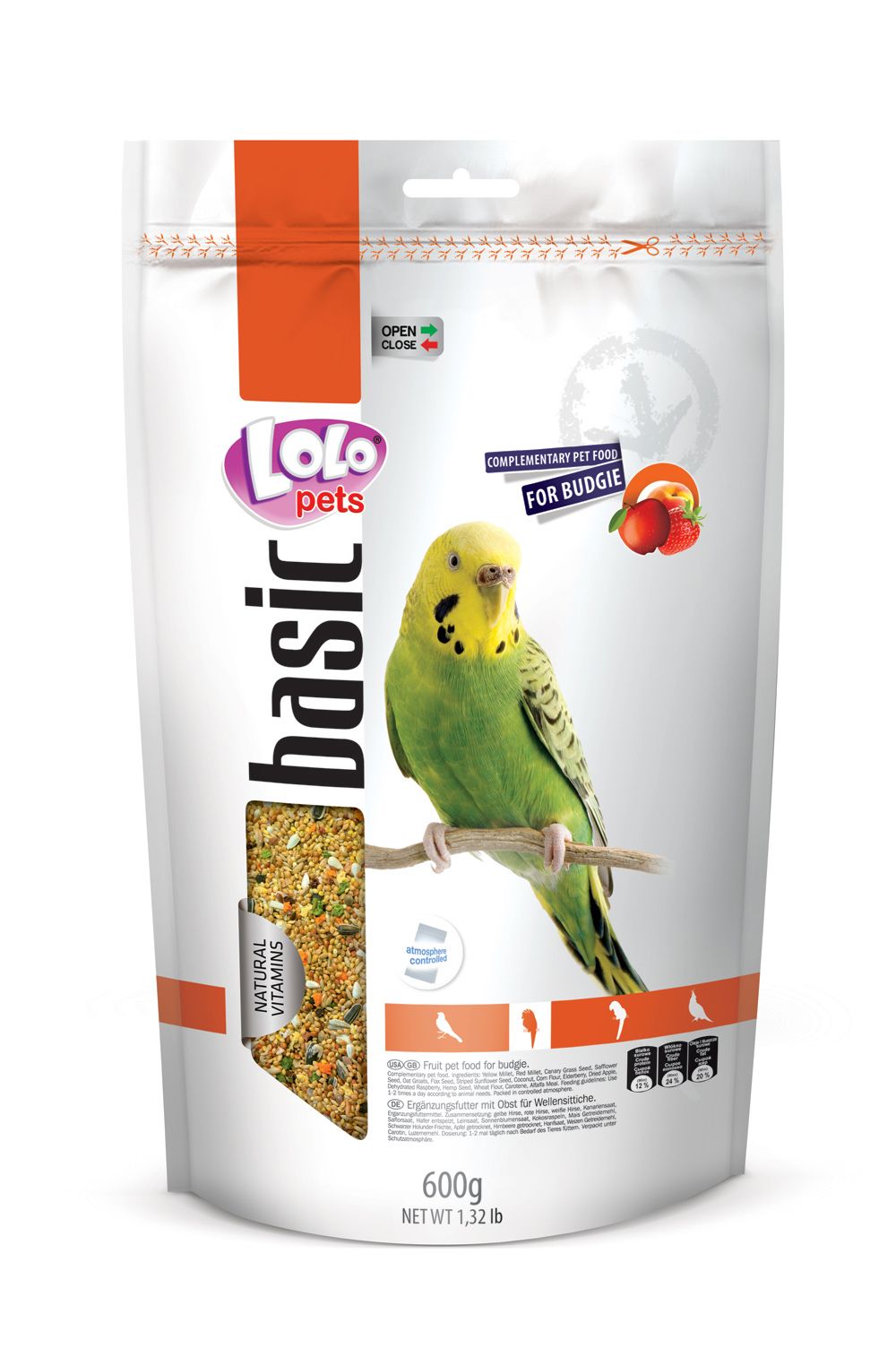 LOLO BASIC ovocné krmivo pro andulky 600 g Doypack
