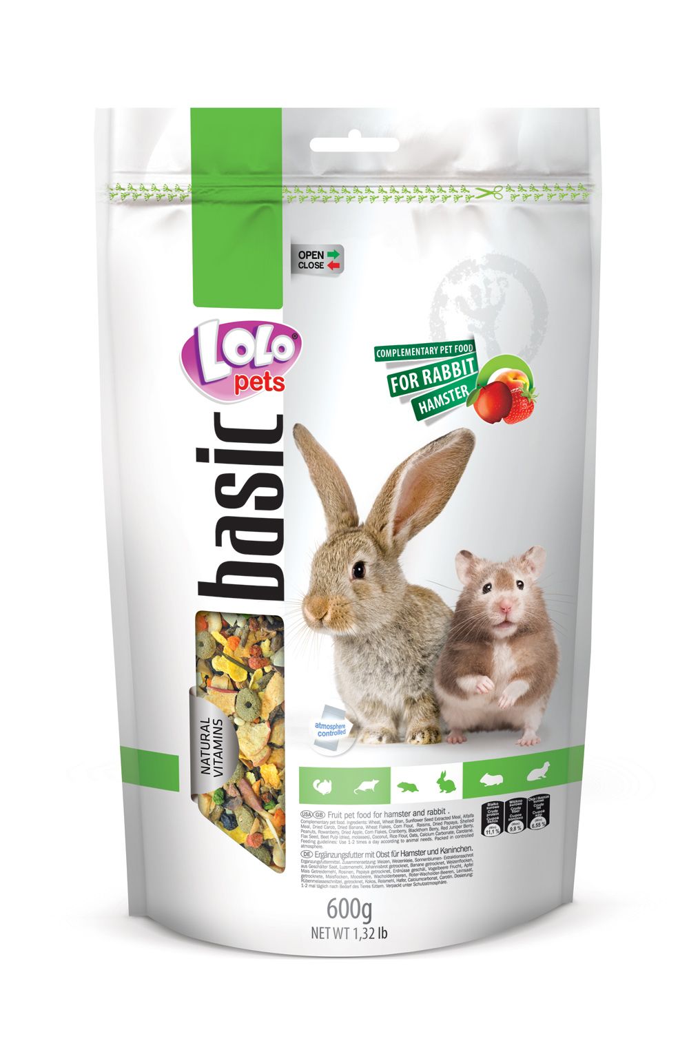 LOLO BASIC ovocné krmivo pro králíky a křečky 600g Doypack