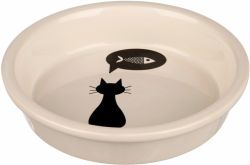 Keramická miska s černou kočkou, s okrajem bílá 0,25 l/13 cm
