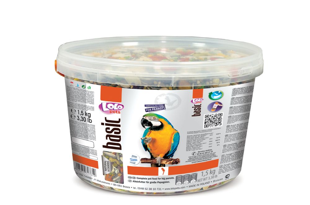 LOLO BASIC kompl.krmivo pro velké papoušky 3L/1,5kg kyblík