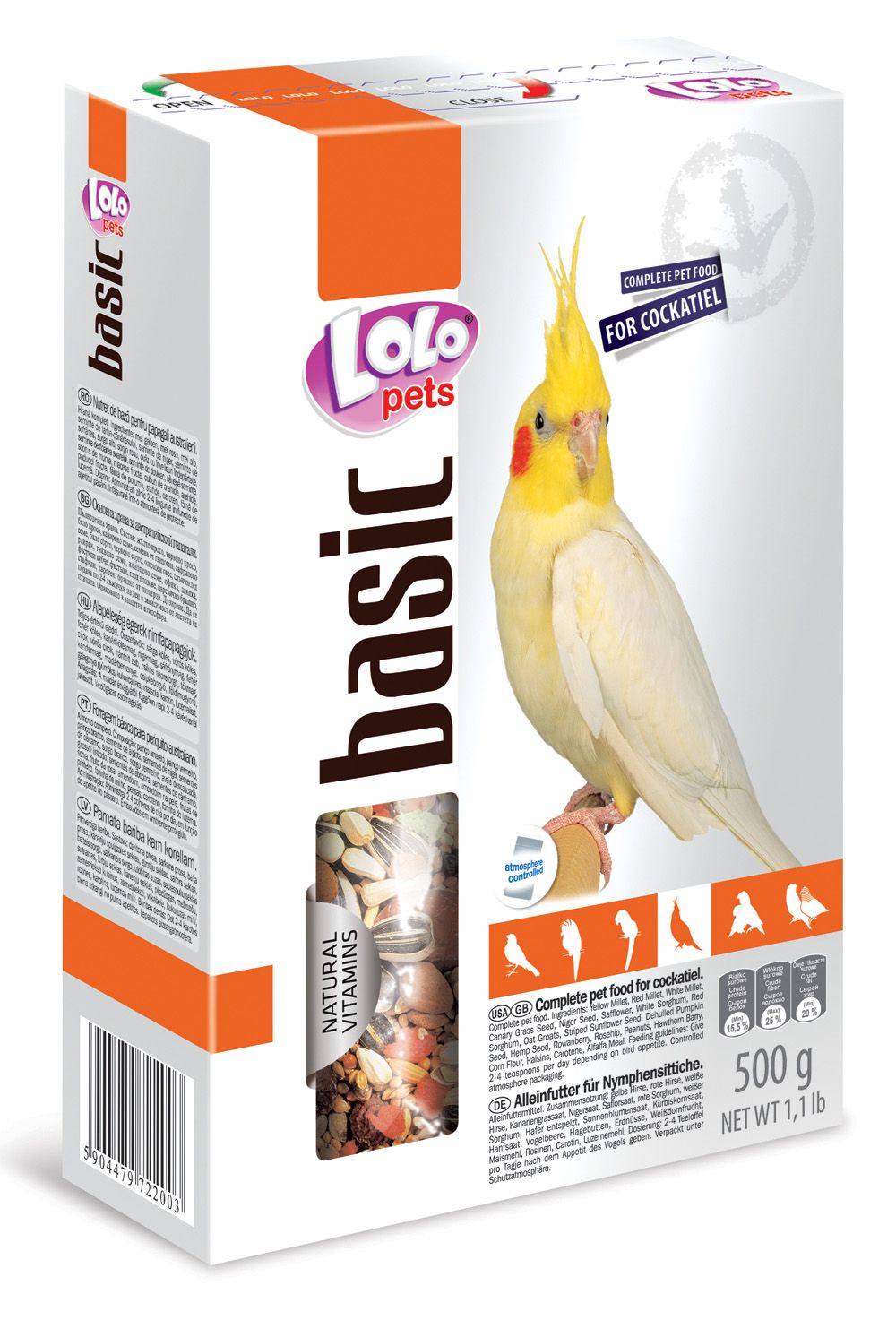LOLO BASIC kompletní krmivo pro korely 500 g krabička