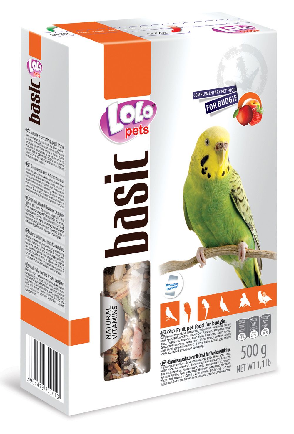 LOLO BASIC kompletní ovocné krmivo pro andulky 500g krabička