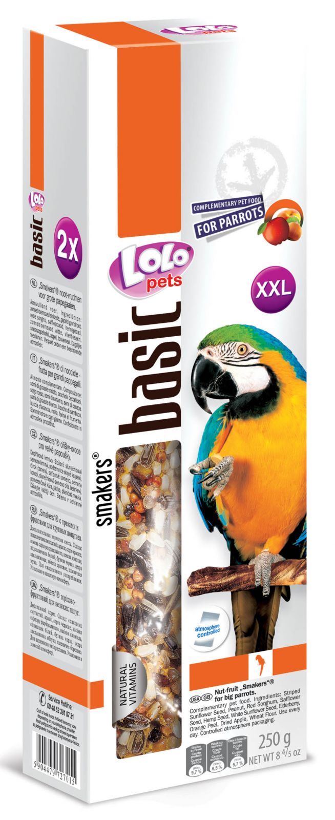 LOLO SMAKERS XXL 2 klasy ořechovo-ovocné pro velké papoušky