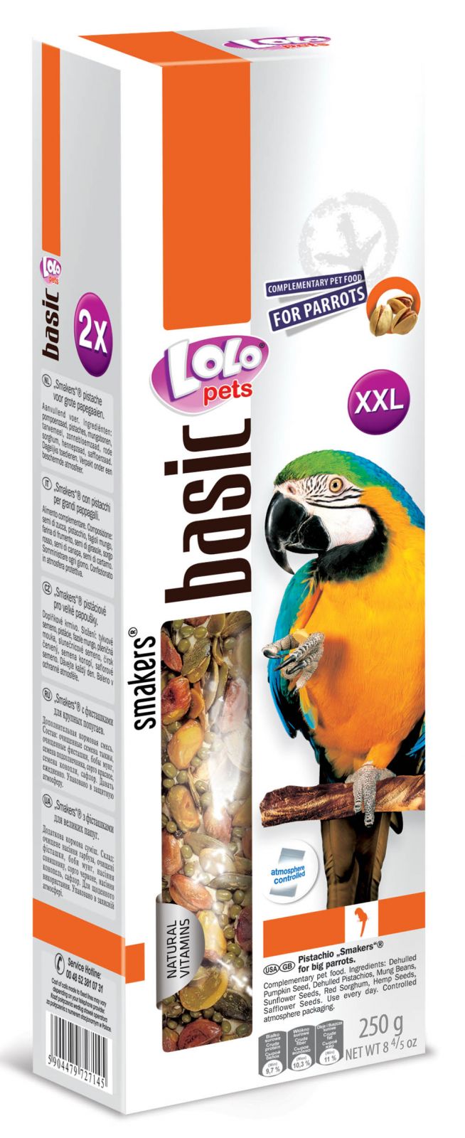 LOLO SMAKERS XXL 2 klasy pistáciové pro velké papoušky