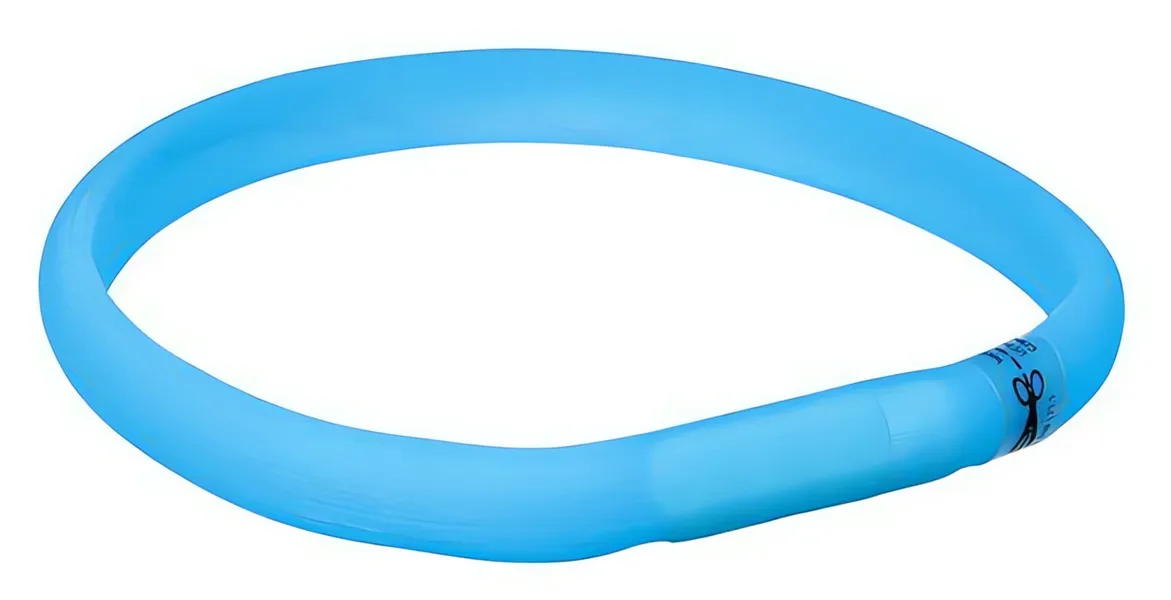 USB svítící obojek PLOCHÝ L-XL 70cm/30 mm modrý TRIXIE