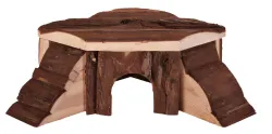 Dřevěný domek rohový THORDIS pro myši, křečky 21x7x19/19 cm