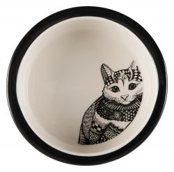 Keramická miska Zentangle pro kočky 0,3l/12 cm bílo/černá