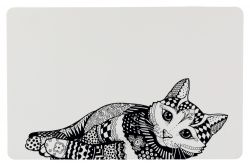 Zentangle prostírání kočka 44 x 28 cm bílo/černé