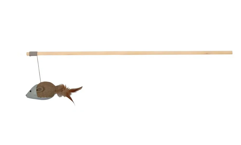 Udice s hračkou myš s peřím 50 cm TRIXIE