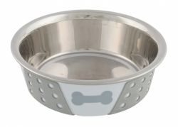 Nerezová miska se silikonovým opláštěním 1,4l/21cm bílo/šedá