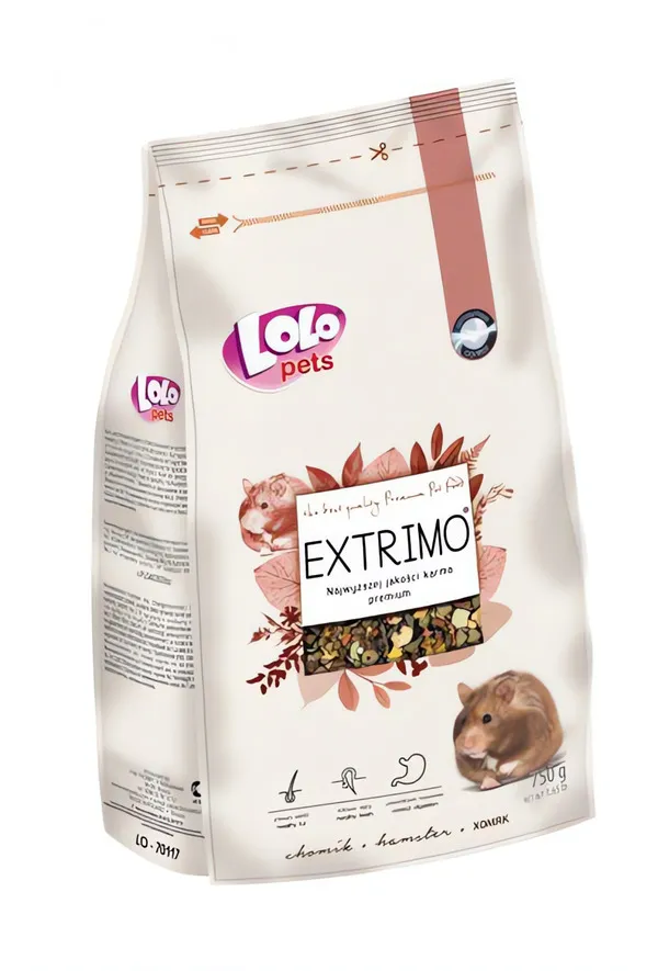 EXTRIMO kompletní krmivo pro křečky v sáčku se zipem 750 g LOLO
