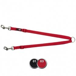 Nylonová rozdvojka - pásky s karabinami 40-70 cm/15 mm,  - červená