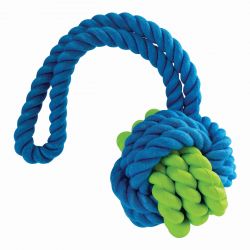 Kombinovaný Monty míč přírodní guma a bavlna s poutkem 31cm HipHop HipHop Dog