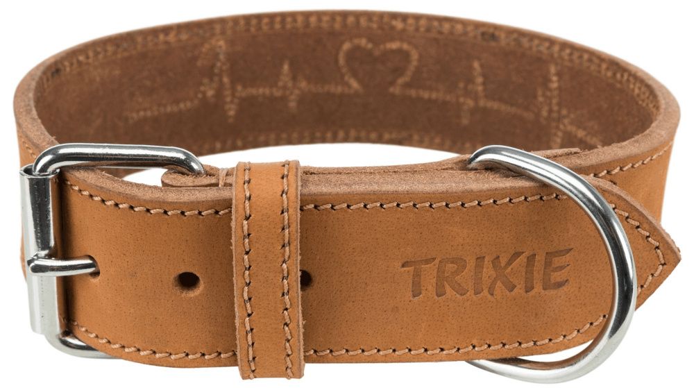 Rustic kožený obojek Heartbeat, M: 38-47cm/40mm, hnědá TRIXIE