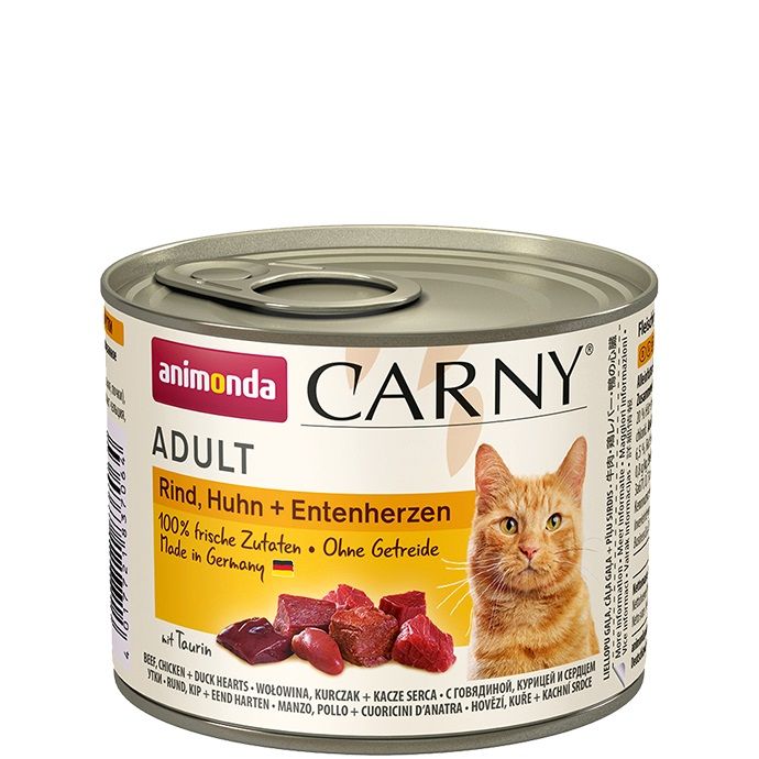 ANIMONDA konzerva CARNY Adult - hovězí,kuře,kachní srdce 200g