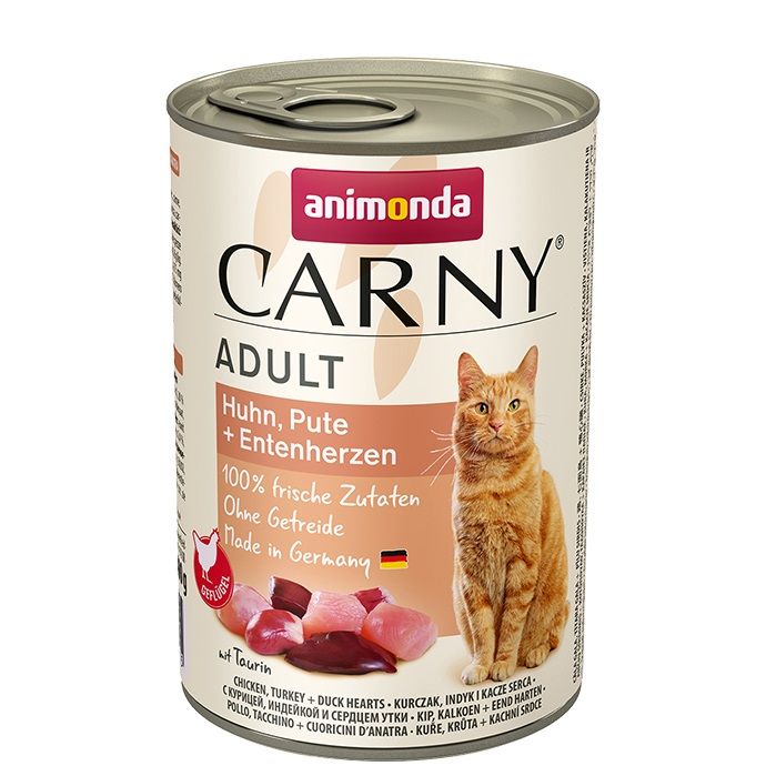 ANIMONDA konzerva CARNY Adult - kuře, krůta+kachní srdce 400g