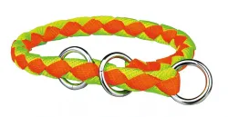 Nylonový obojek kulatý CAVO (S) 25-31 cm/12 mm - neon oranž/zelený DOPRODEJ