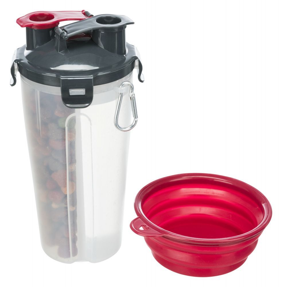 Cestovní zásobník na vodu a krmivo, včetně misky, 2 × 0.35 l/ø11 × 23 cm TRIXIE
