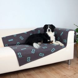 Flísová deka BARNEY 150x100cm, - šedá s modrými kostičkami TRIXIE