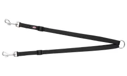 Nylonová rozdvojka - pásky s karabinami 40-70 cm/15 mm,  - černá