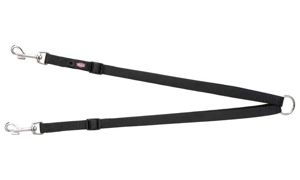 Nylonová rozdvojka - pásky s karabinami 40-70 cm/15 mm, - černá TRIXIE