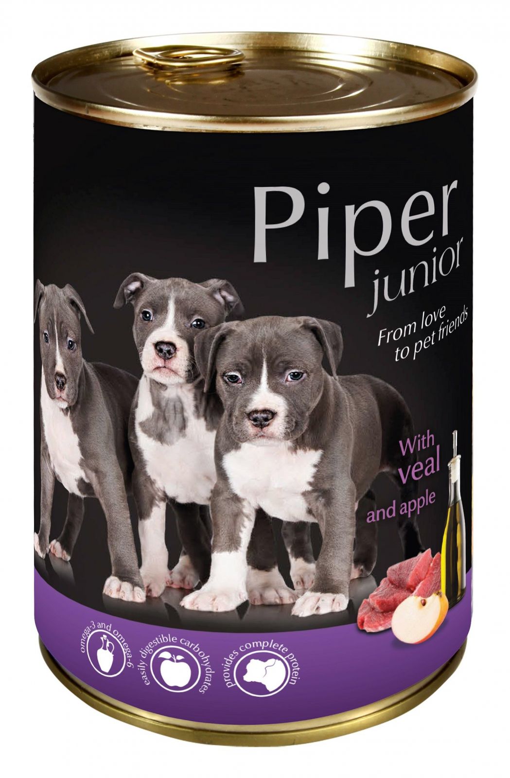 PIPER JUNIOR s telecím a jablky, konzerva pro štěňata 400g