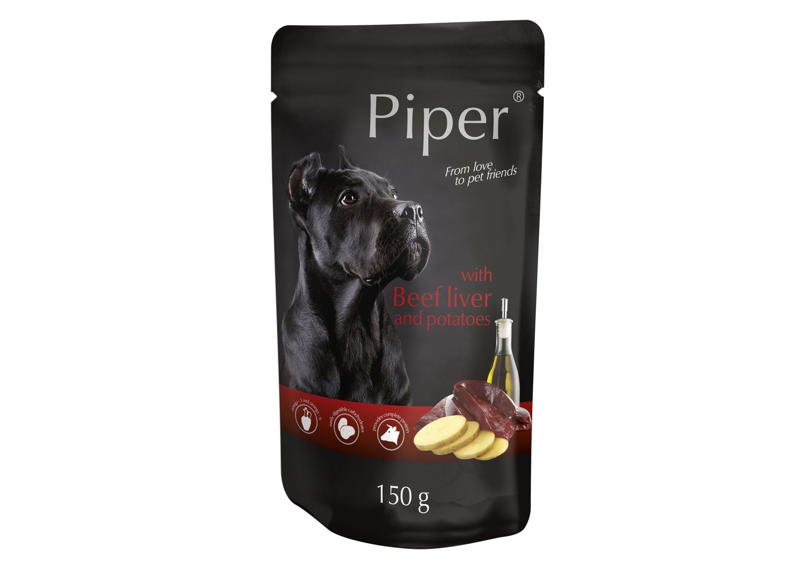 PIPER s hovězími játry a bramborami, kapsička pro psy 150 g