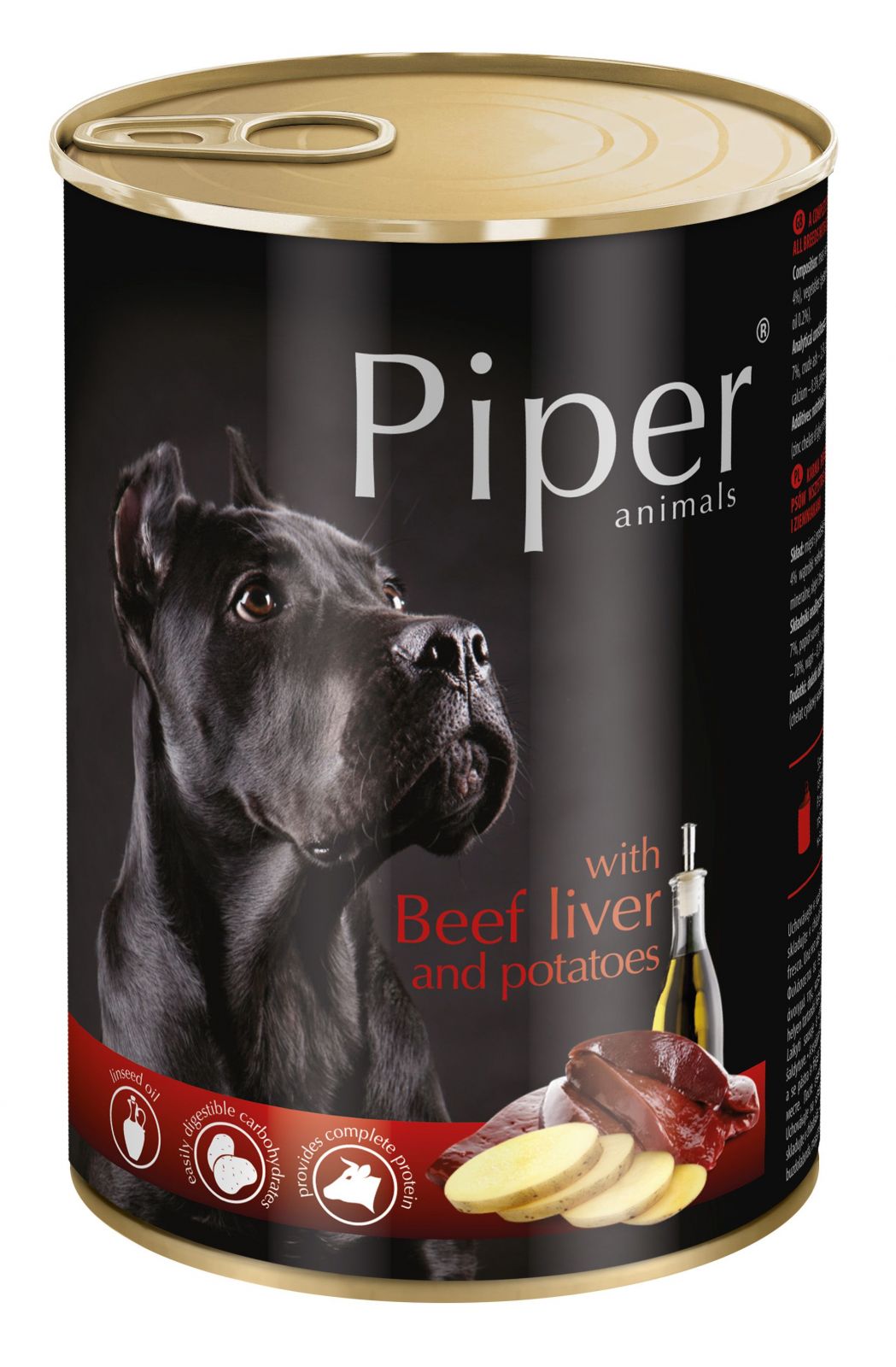 PIPER s hovězími játry a bramborami, konzerva pro psy 400g