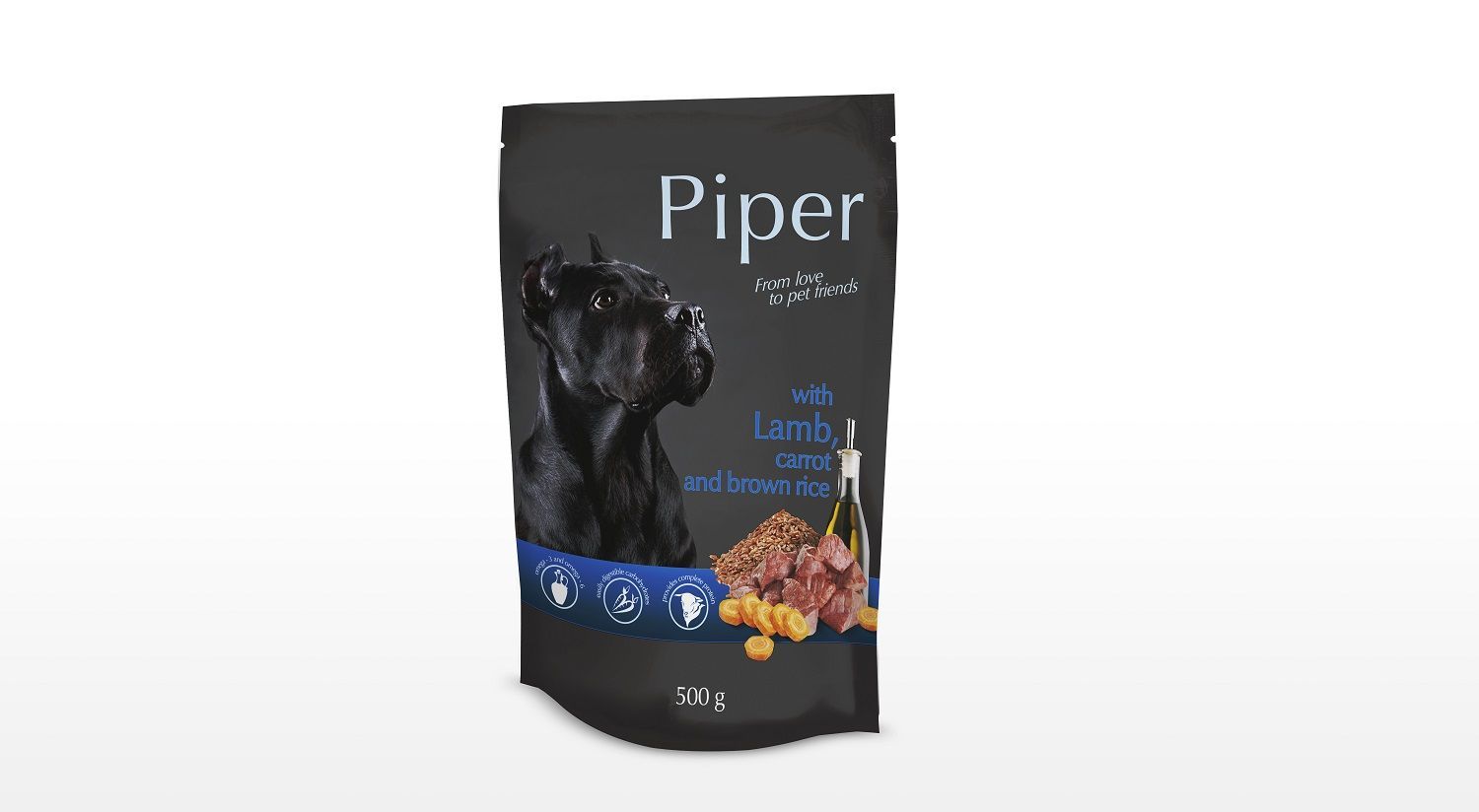 PIPER s jehněčím, mrkví a rýží, kapsička pro psy 500g