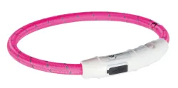 Svítící kroužek USB na krk M-L 45 cm/7 mm růžový